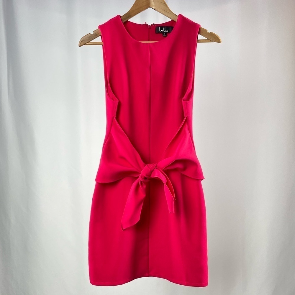 Lulus Aylin Tie-Front Sleeveless‎ Mini Dress in Fuchsia Size Small - Picture 3 of 8